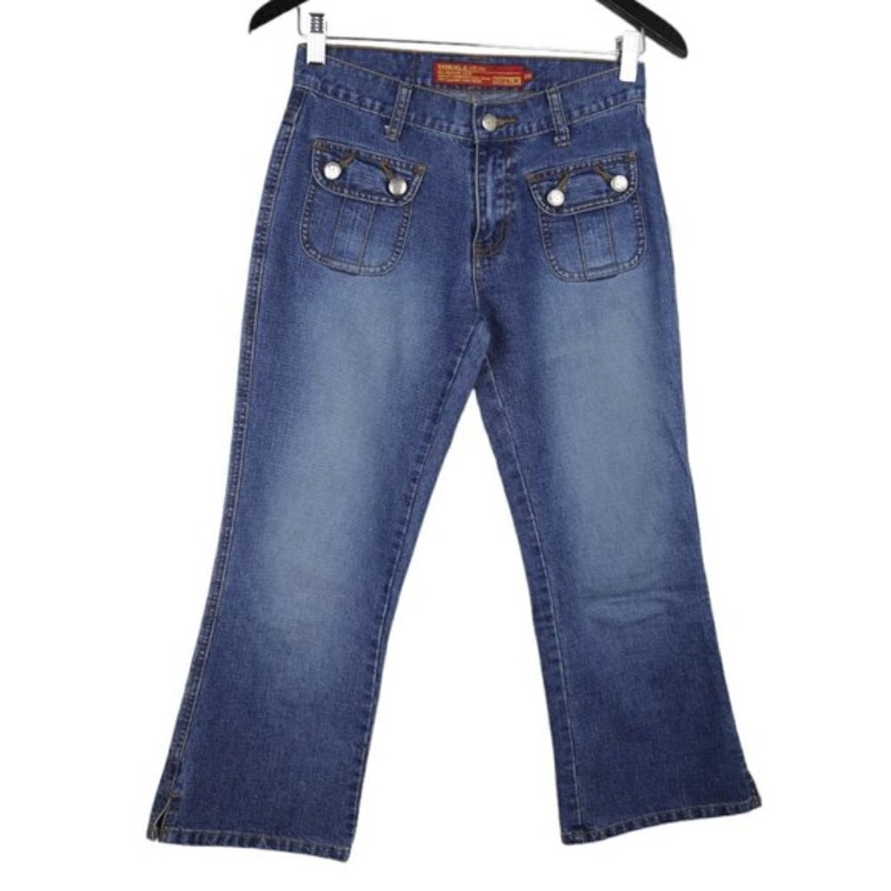 Y2K Vintage Samuel & Kevin Flap Pocket Wide Leg Denim Jeans Size 25